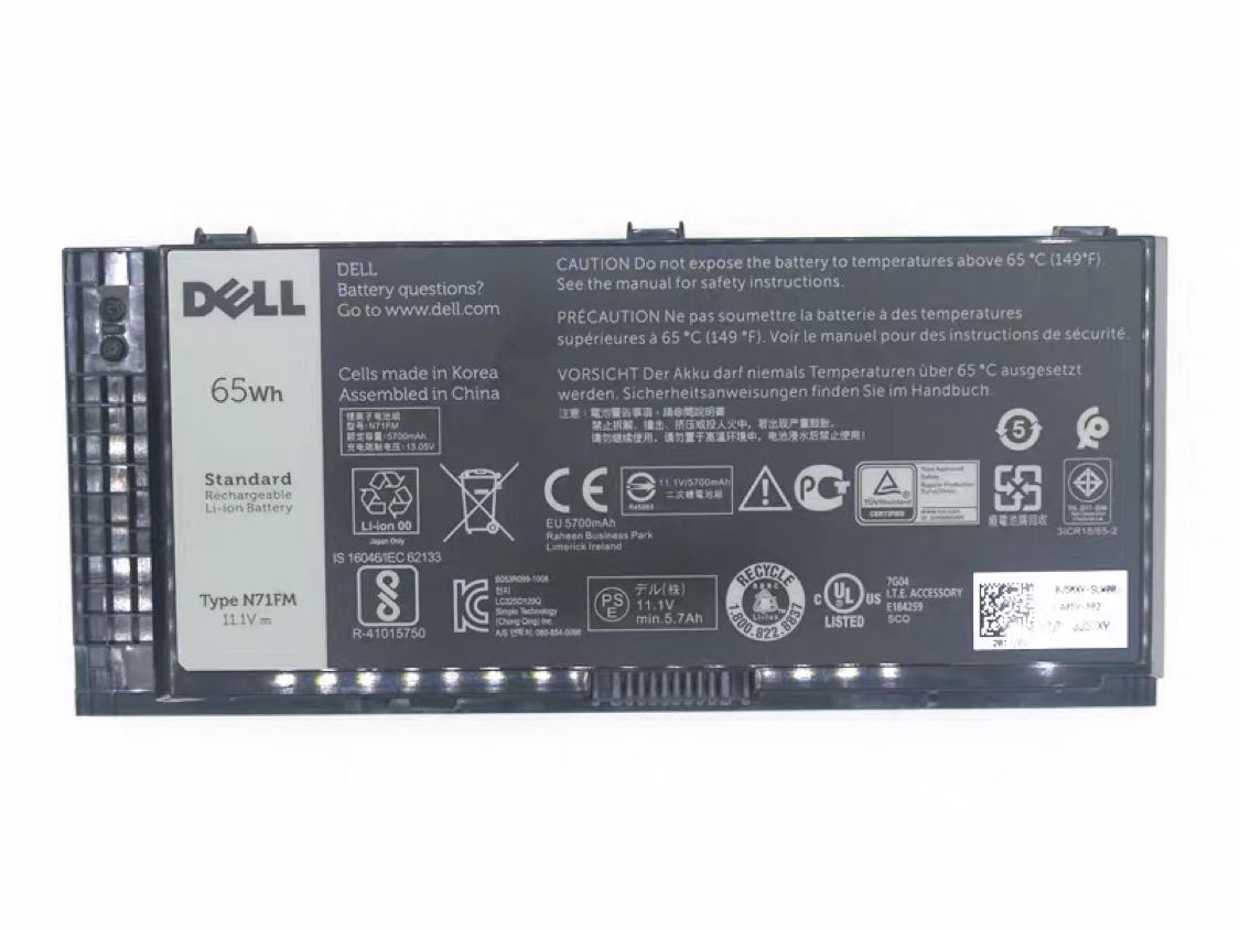 65Wh Dell N71FM GXMW9 5V19F 6R1V8 451-BBGN Batteria